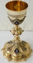 Solid silver gilt antique French Gothic Chalice.